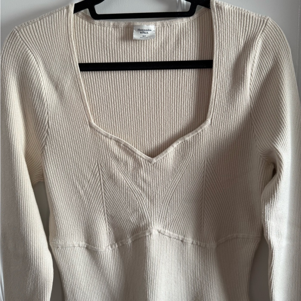 Abercrombie & Fitch Cream Long-Sleeve Knit Dress - Picture 2 of 4